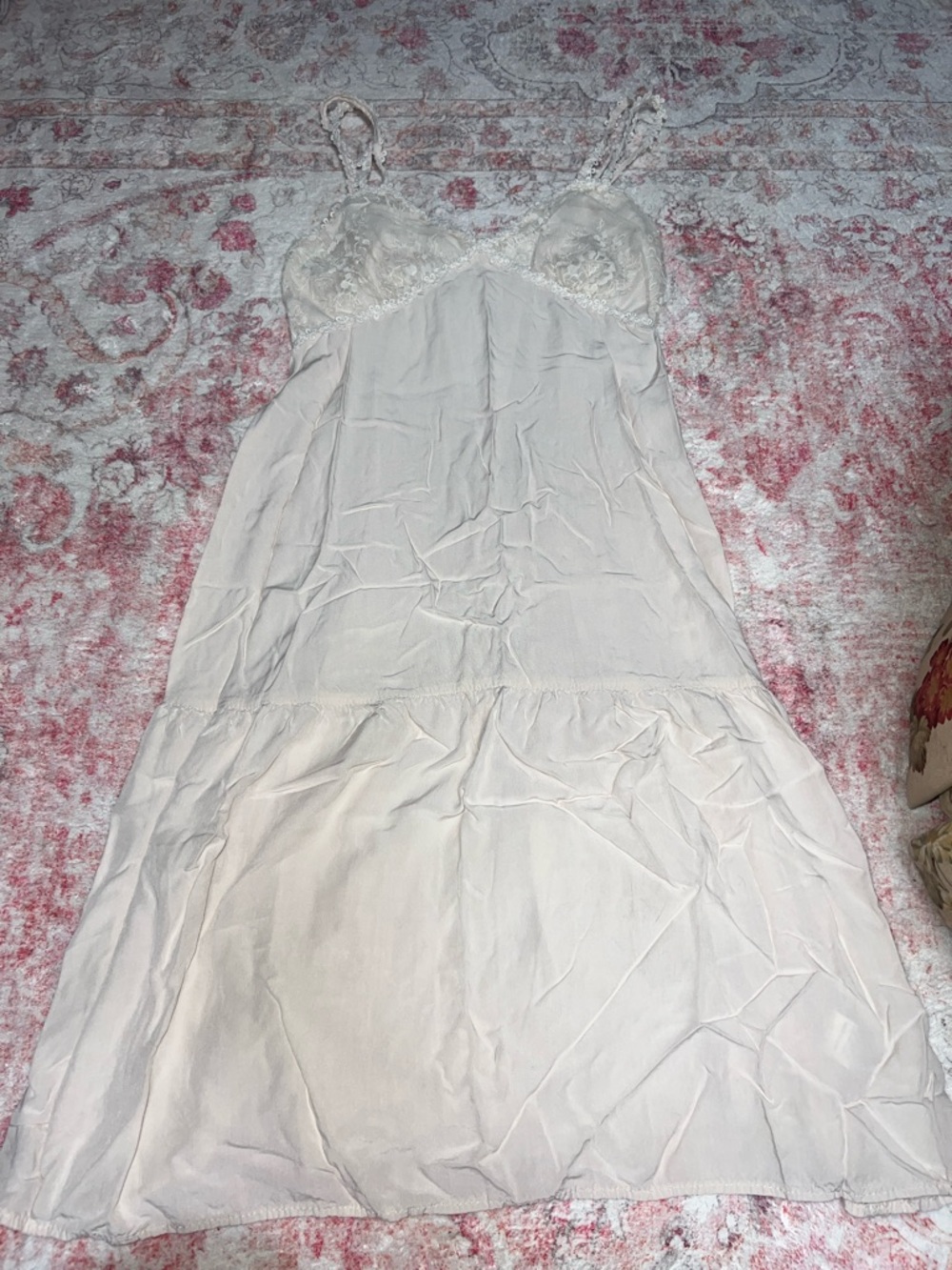 SHEIN Cream Lace-Trim Slip Dress